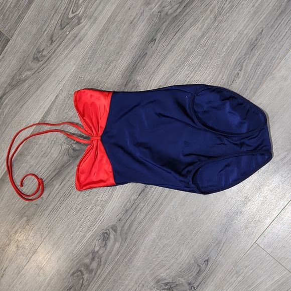 EUC American Apparel Red/Blue One Piece - Picture 2 of 5